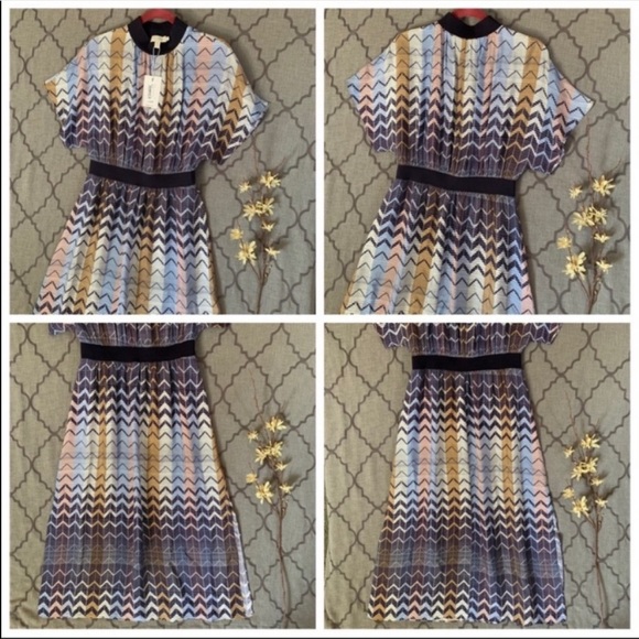 🎀NWT🎀Ted Baker Sporty-Chic 70’s Insp. Geometric Print Mock Neck Midi Dress - Picture 14 of 16